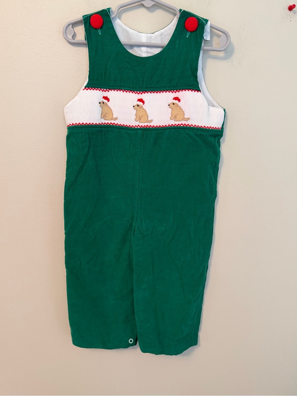 Stitchy Fish Green Smocked Holiday Dog Longalls